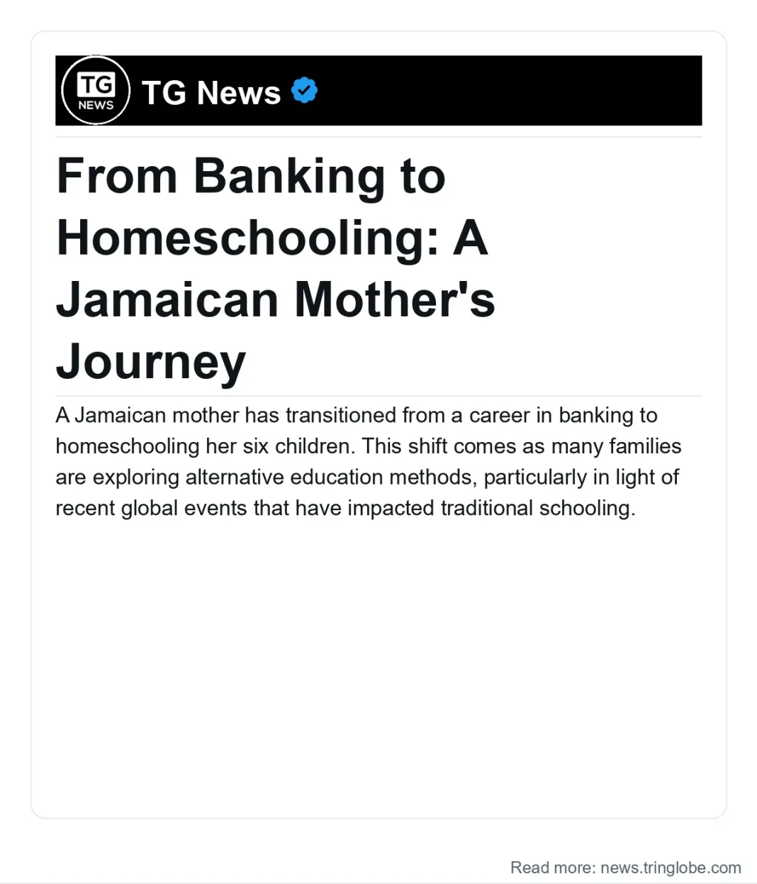 Jamaica: From Banking to Homeschooling: A Jamaican Mother’s Journey