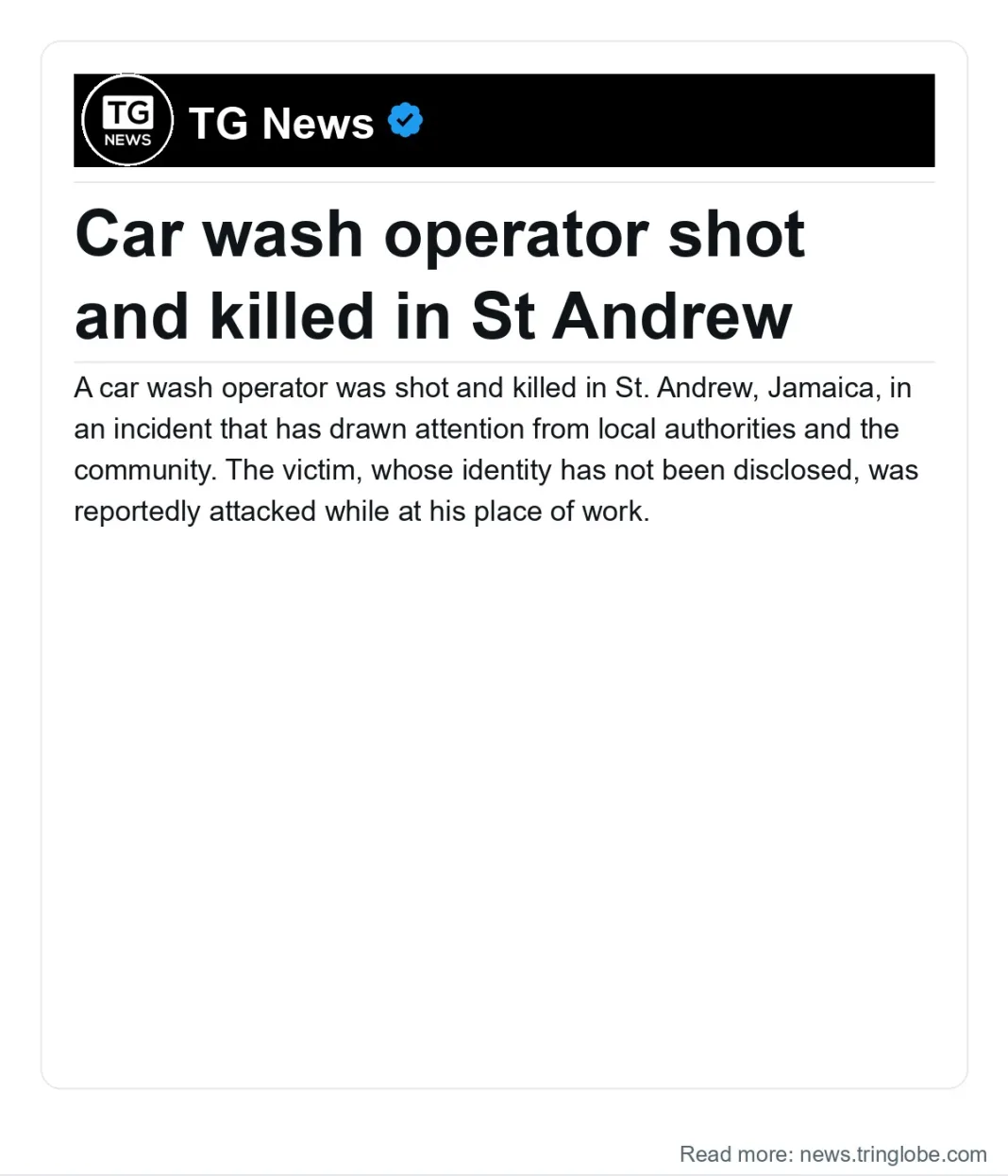 Jamaica: Car wash operator shot and killed in St Andrew
