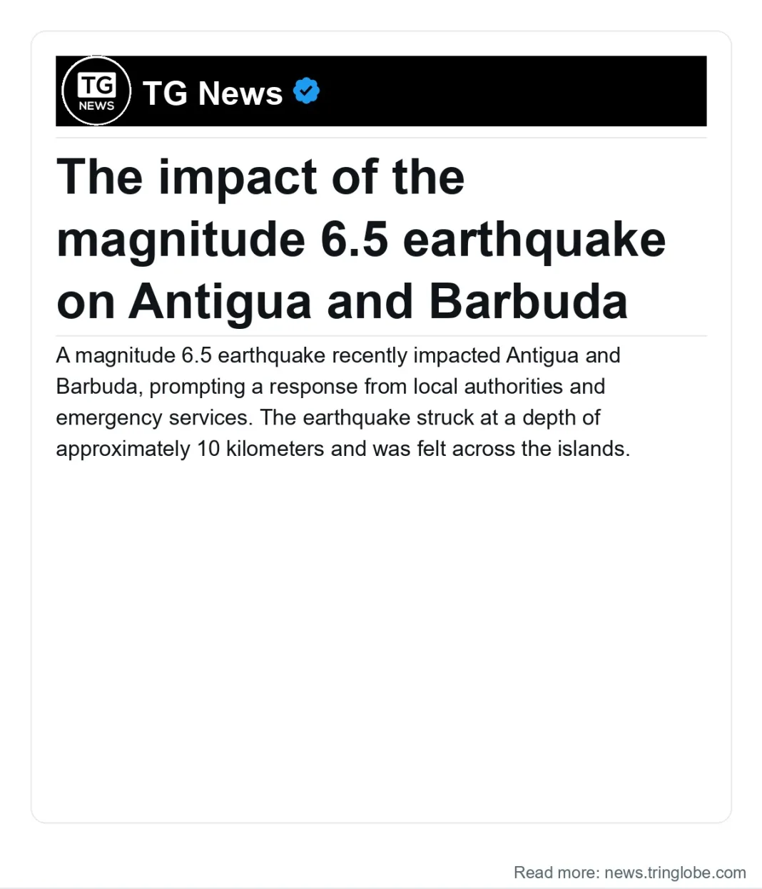 Antigua and Barbuda: The impact of the magnitude 6.5 earthquake on Antigua and Barbuda