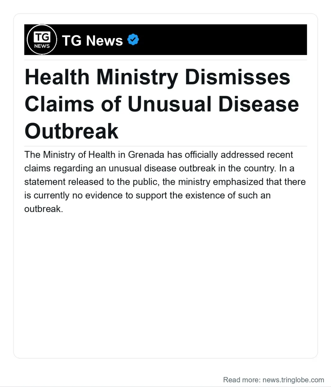 Grenada: Health Ministry Dismisses Claims of Unusual Disease Outbreak