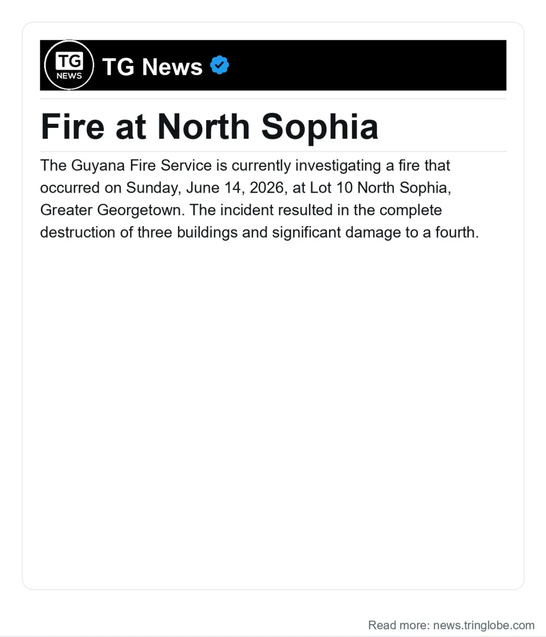 Guyana: Fire at North Sophia