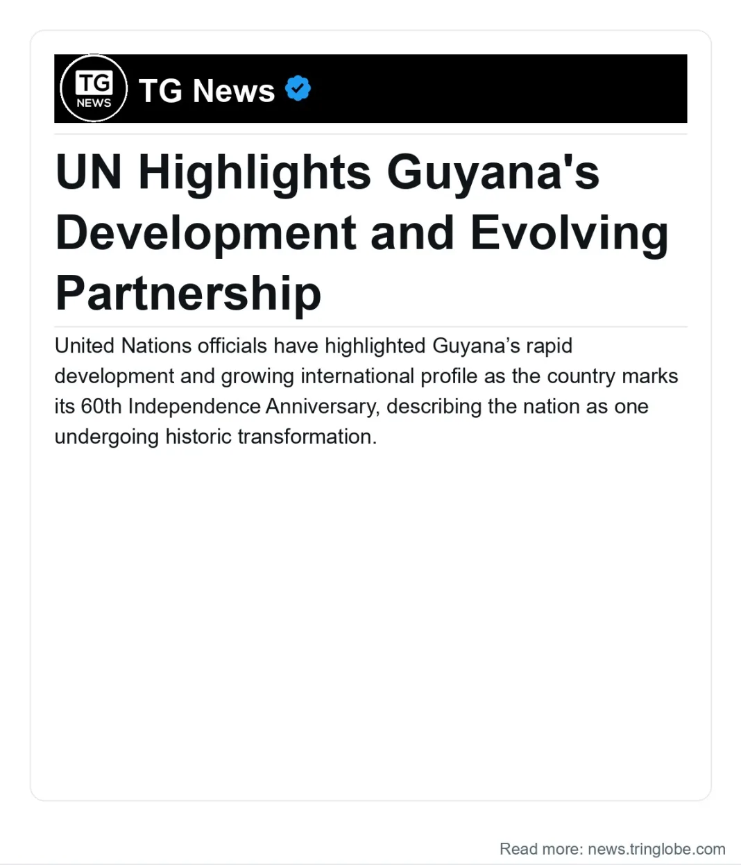 Guyana: UN Highlights Guyana’s Development and Evolving Partnership