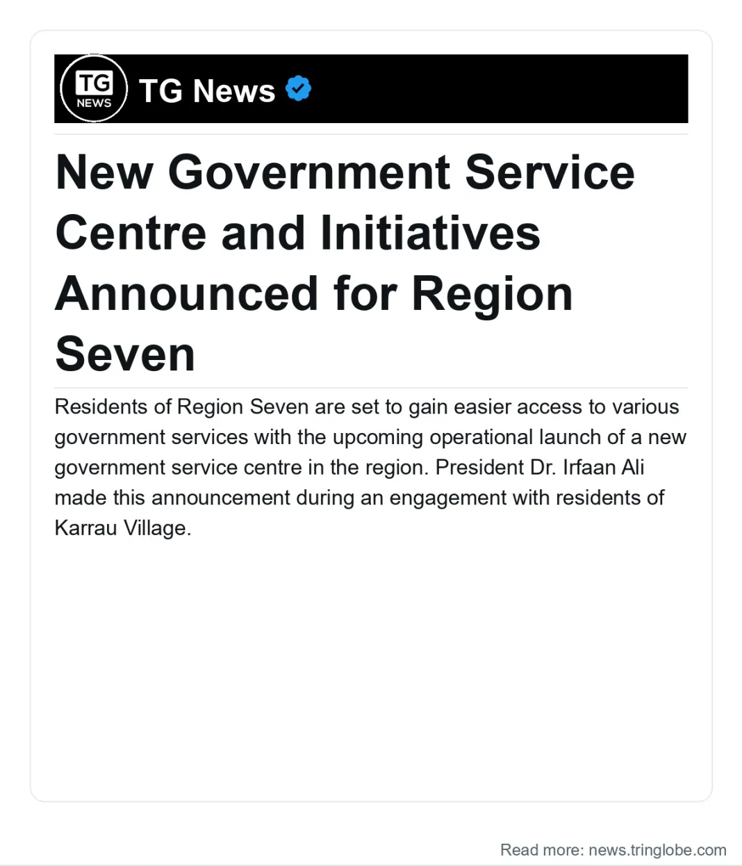 Guyana: New Government Service Centre and Initiatives Announced for Region Seven