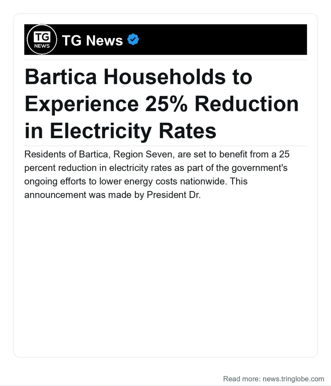 Guyana: Bartica Households to Experience 25% Reduction in Electricity Rates