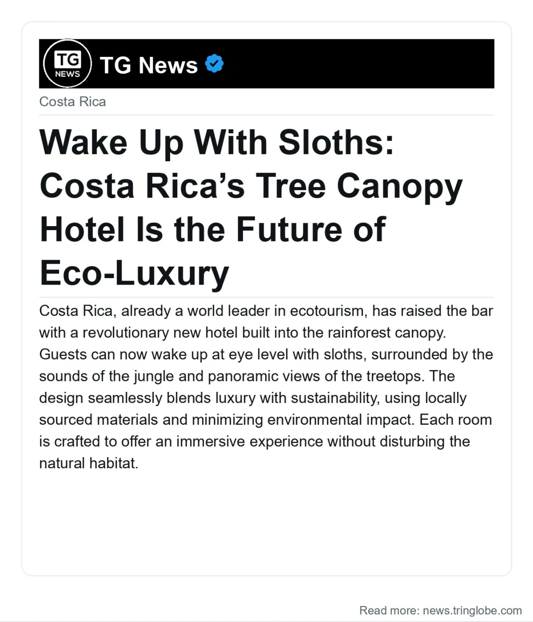 Wake Up With Sloths: Costa Rica’s Tree Canopy Hotel Is the Future of Eco-Luxury