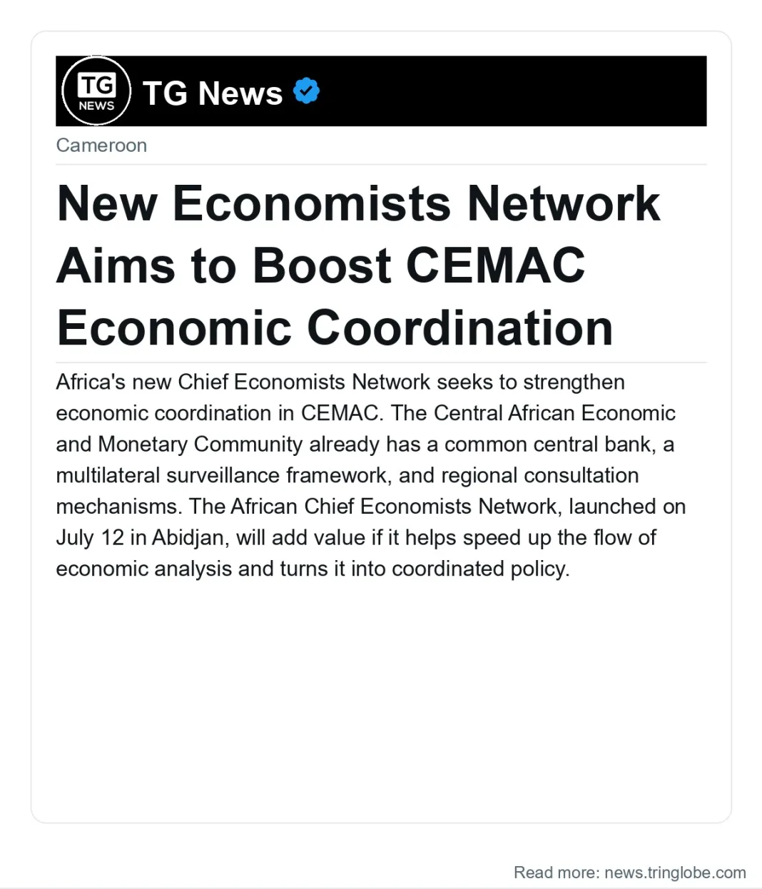 New Economists Network Aims to Boost CEMAC Economic Coordination