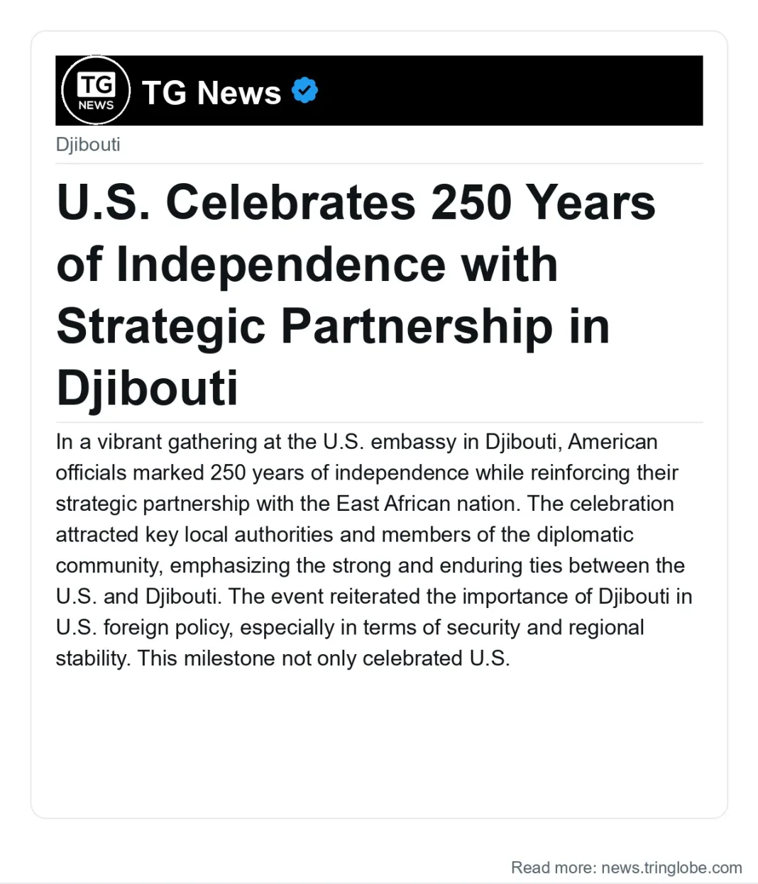 U.S. Celebrates 250 Years of Independence with Strategic Partnership in Djibouti