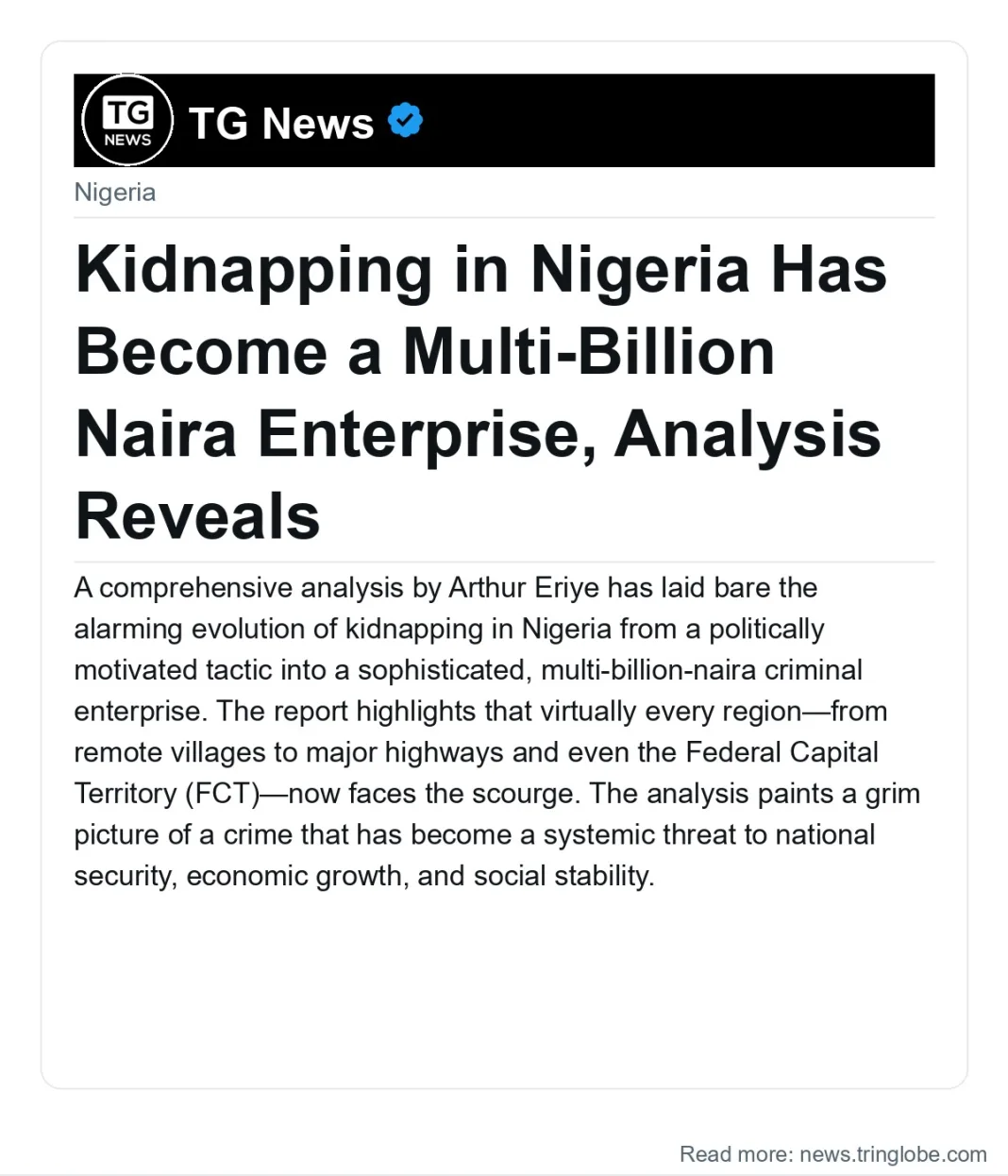 Kidnapping in Nigeria Has Become a Multi-Billion Naira Enterprise, Analysis Reveals