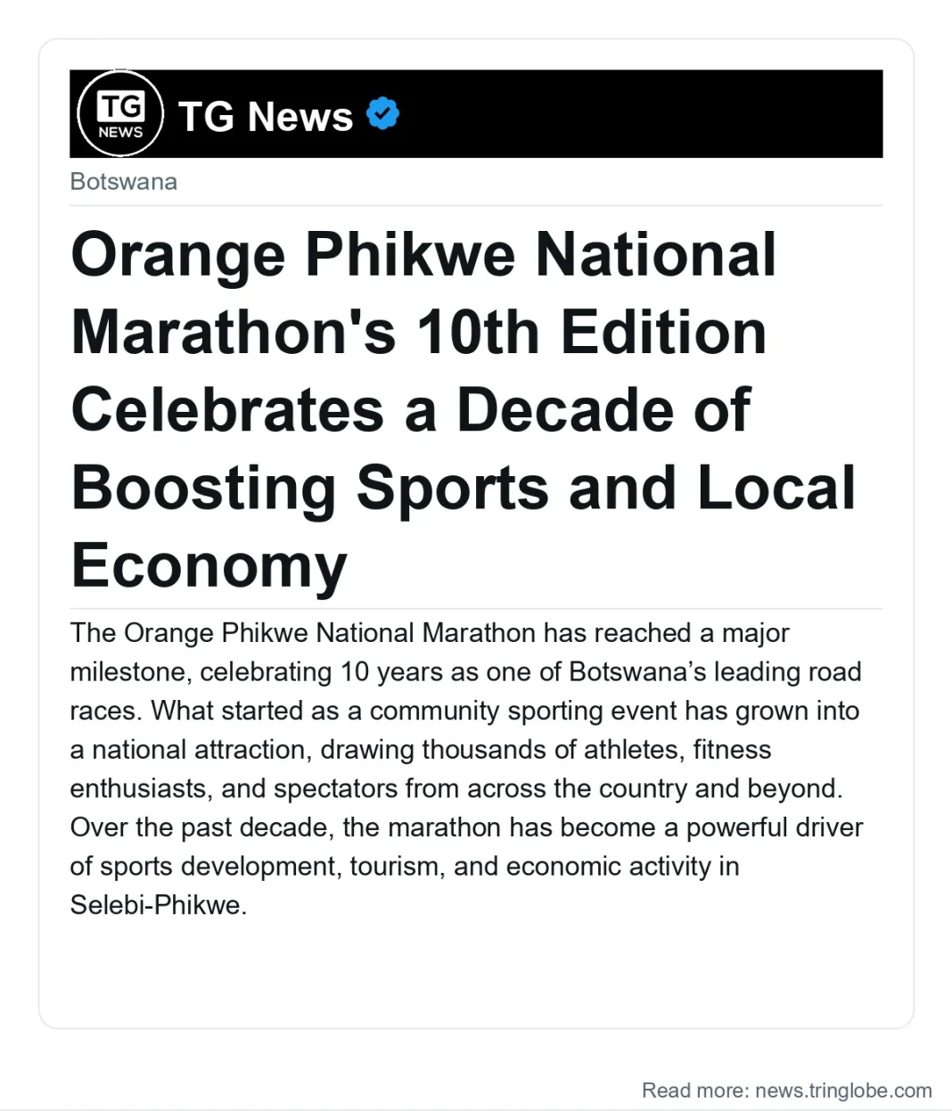 Orange Phikwe National Marathon’s 10th Edition Celebrates a Decade of Boosting Sports and Local Economy