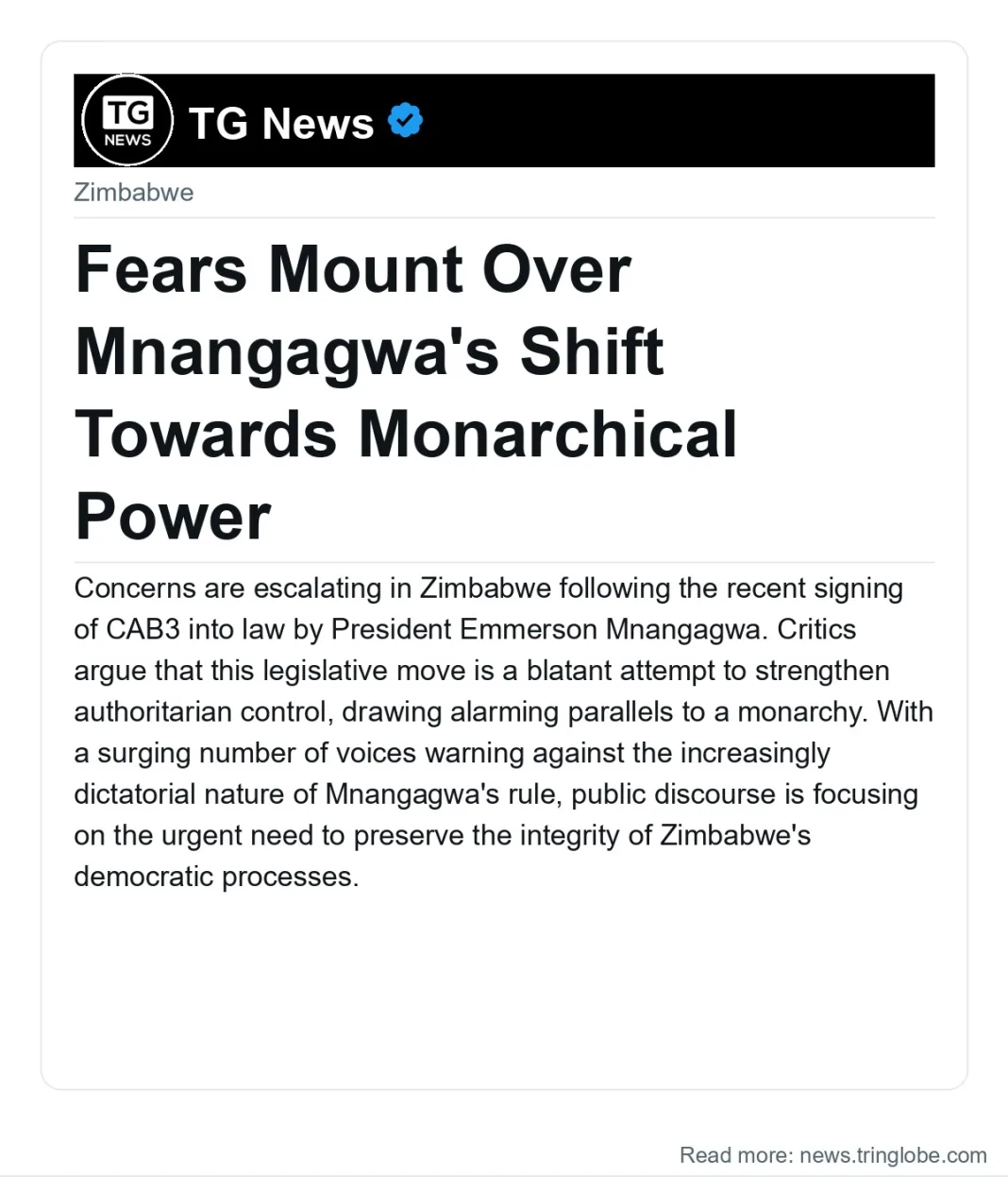 Fears Mount Over Mnangagwa’s Shift Towards Monarchical Power