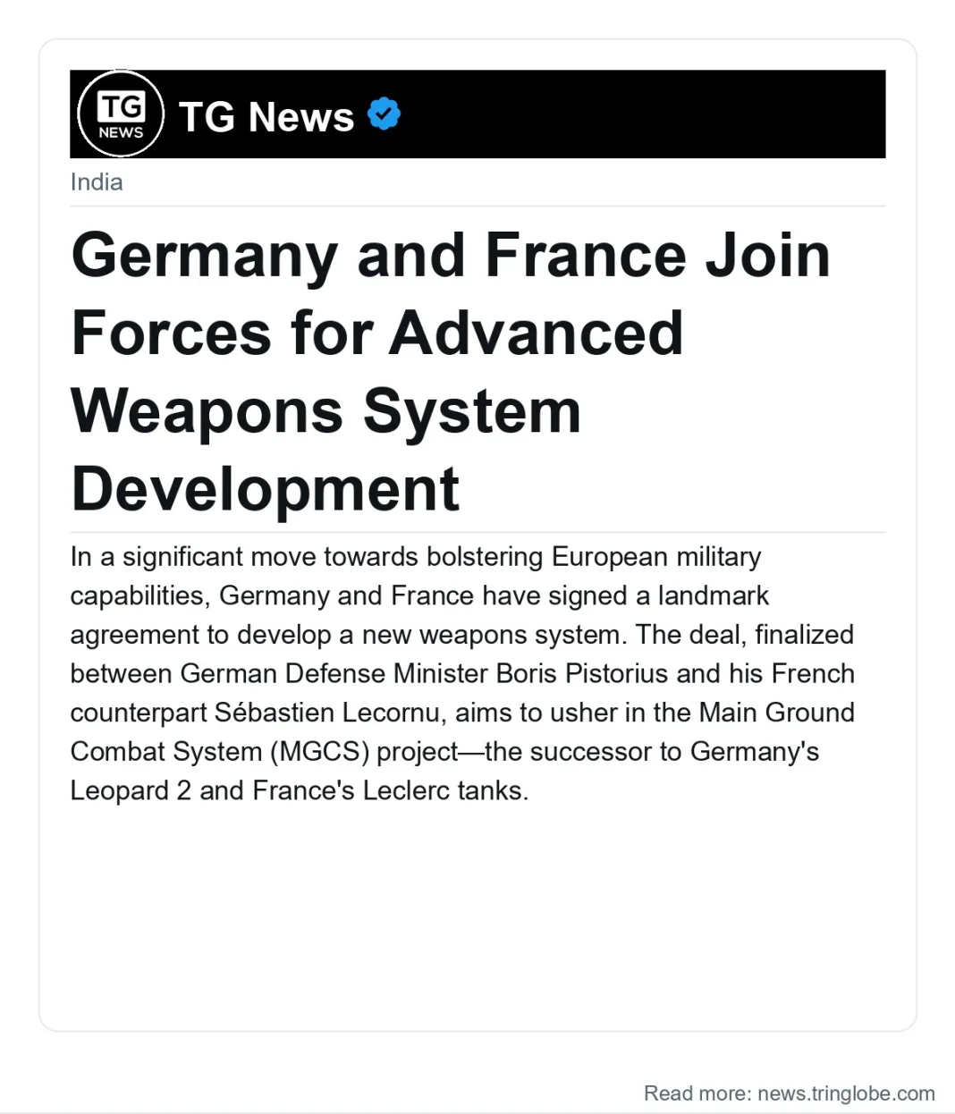 Germany and France Join Forces for Advanced Weapons System Development