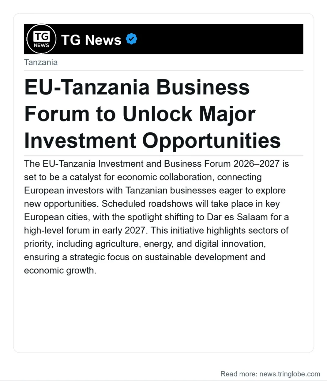 EU-Tanzania Business Forum to Unlock Major Investment Opportunities