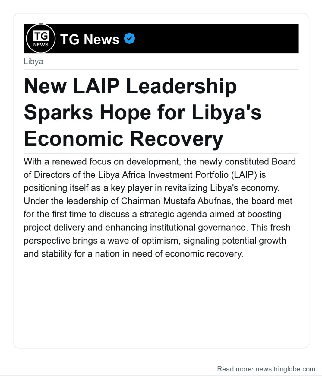 New LAIP Leadership Sparks Hope for Libya’s Economic Recovery