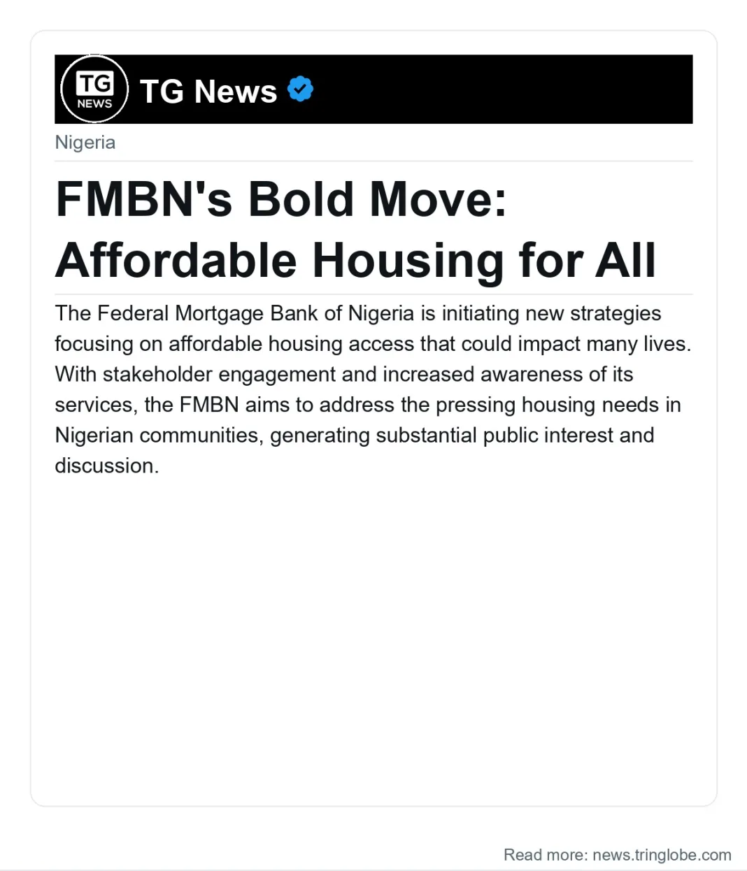FMBN’s Bold Move: Affordable Housing for All