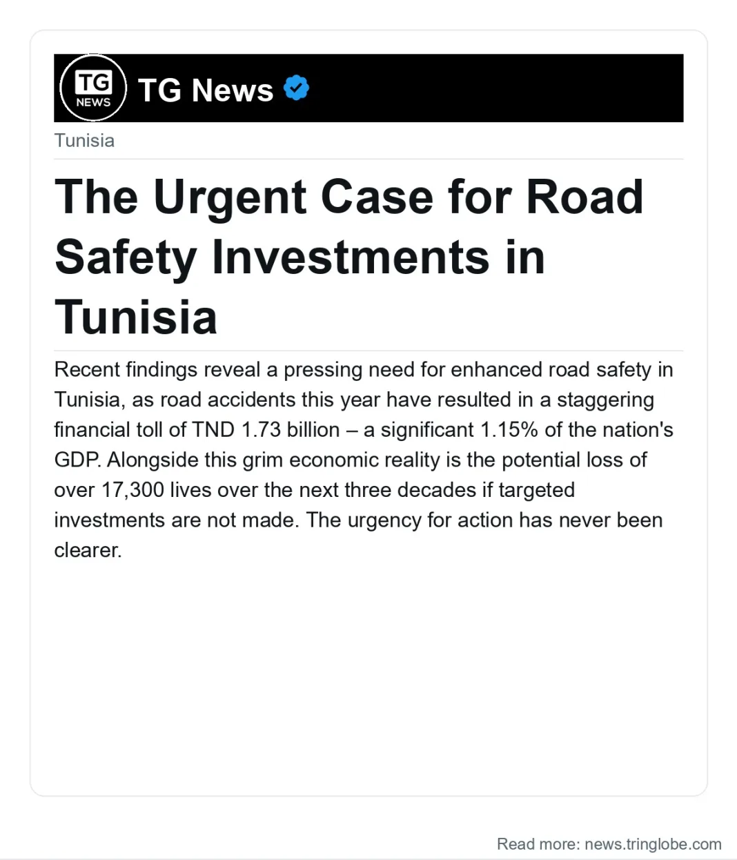 The Urgent Case for Road Safety Investments in Tunisia