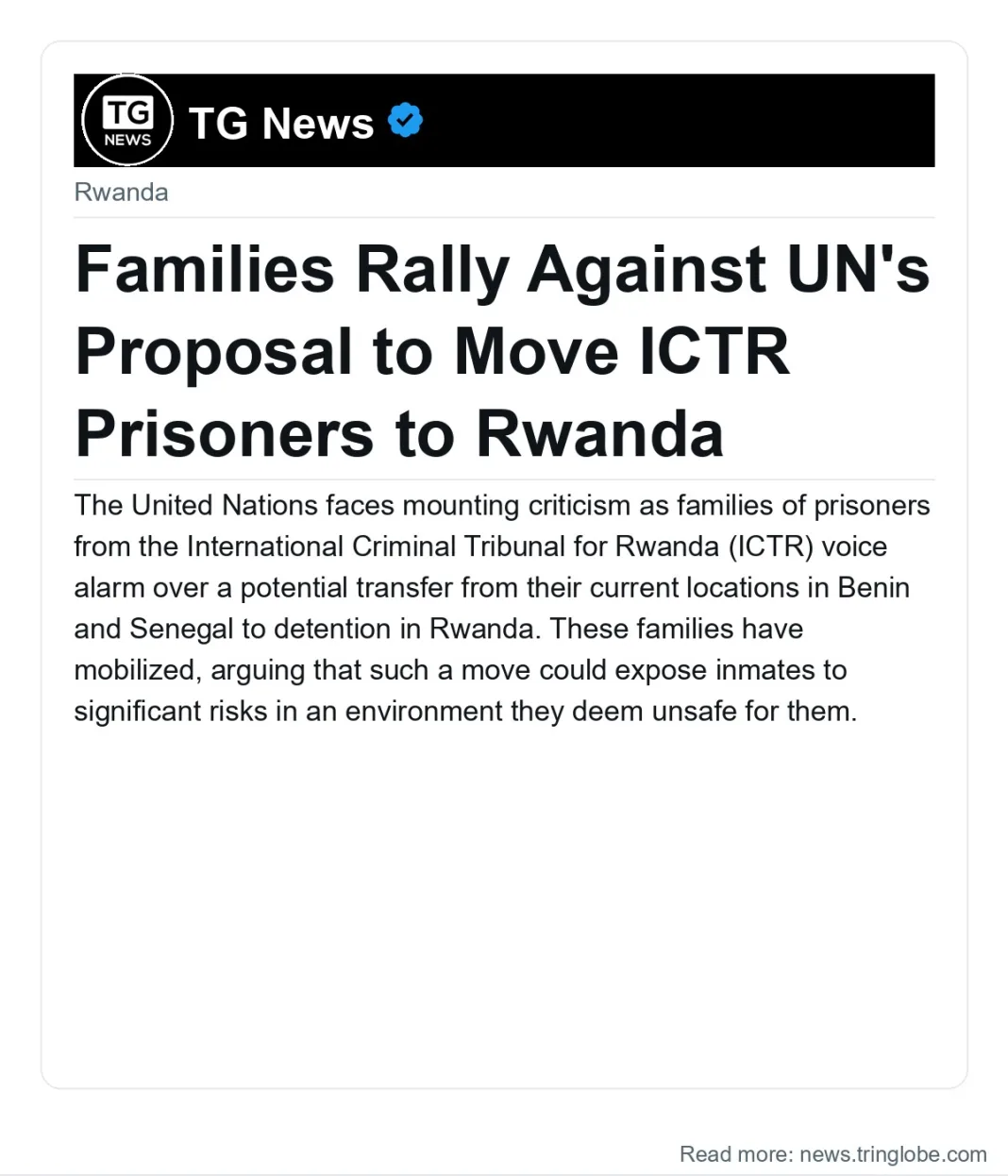 Families Rally Against UN’s Proposal to Move ICTR Prisoners to Rwanda
