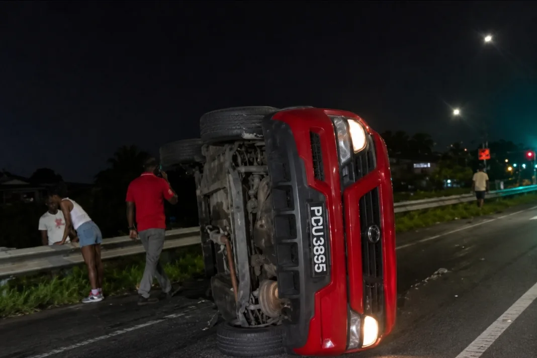 Vehicle Overturns Along South Trunk Road Near Paria Suites