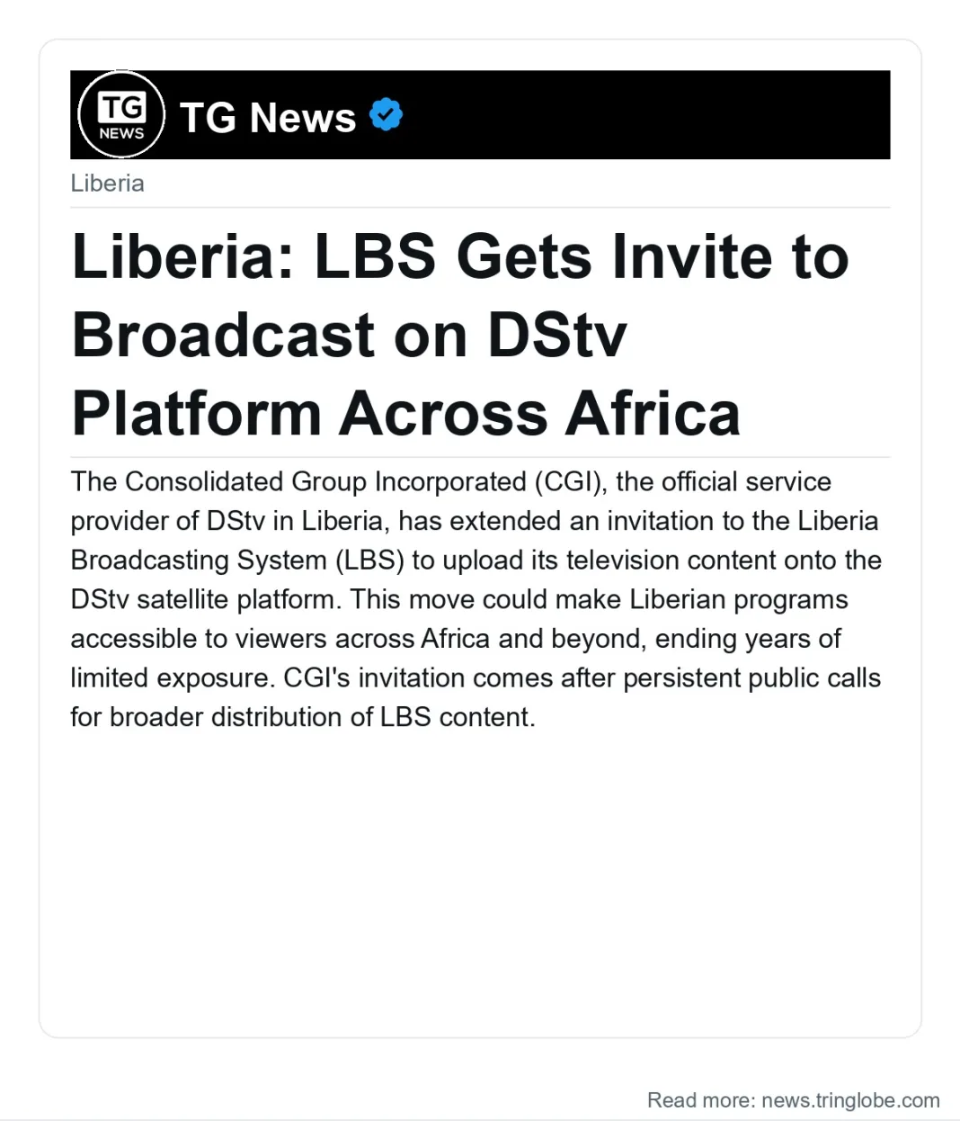 Liberia: LBS Gets Invite to Broadcast on DStv Platform Across Africa