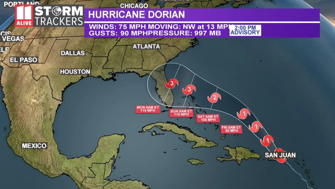 Hurricane Dorian Strengthens Near St. Thomas, Puerto Rico on Alert