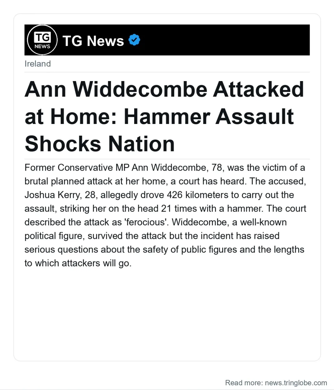 Ann Widdecombe Attacked at Home: Hammer Assault Shocks Nation