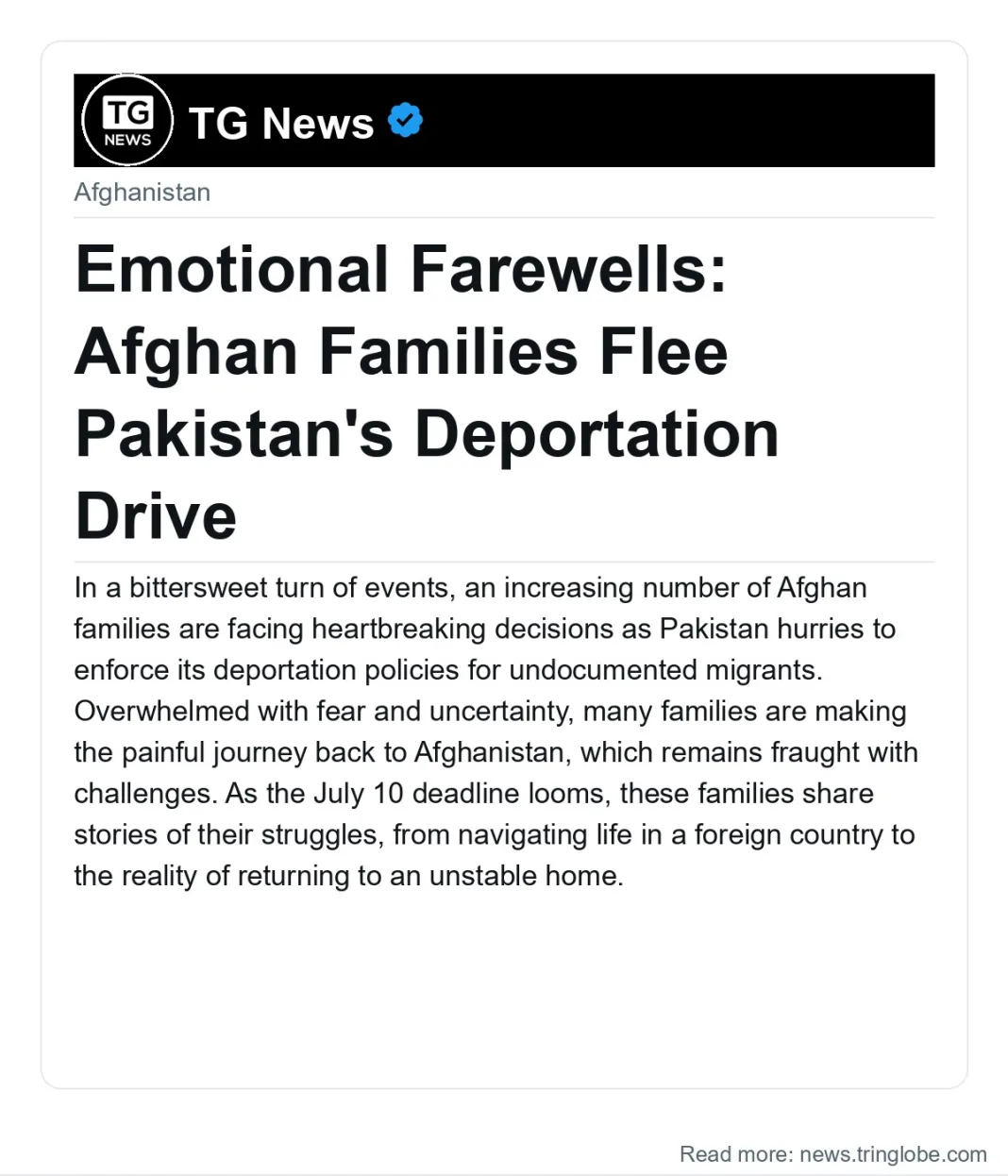 Emotional Farewells: Afghan Families Flee Pakistan’s Deportation Drive