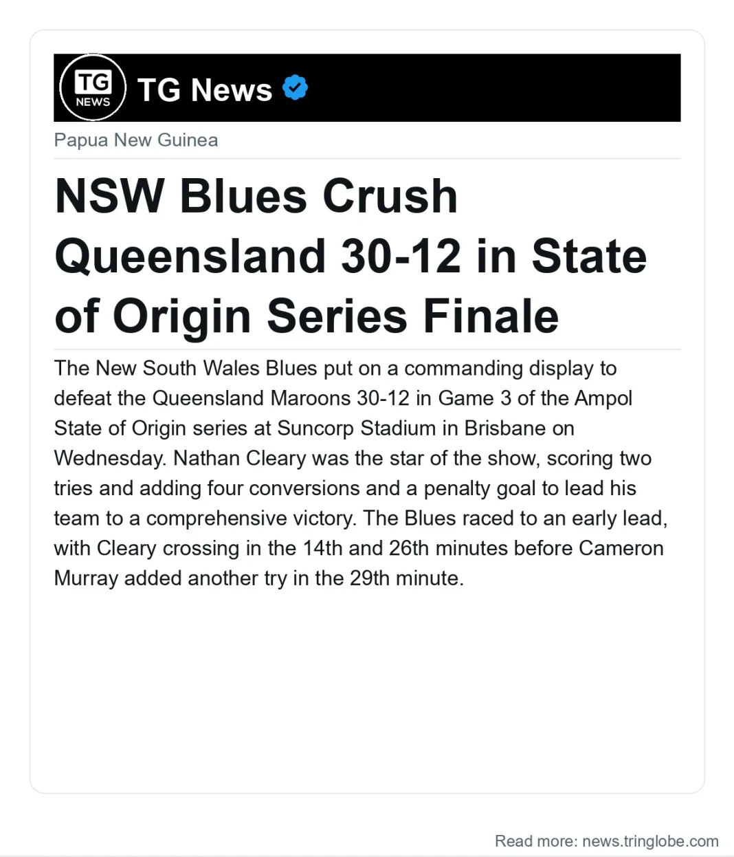NSW Blues Crush Queensland 30-12 in State of Origin Series Finale