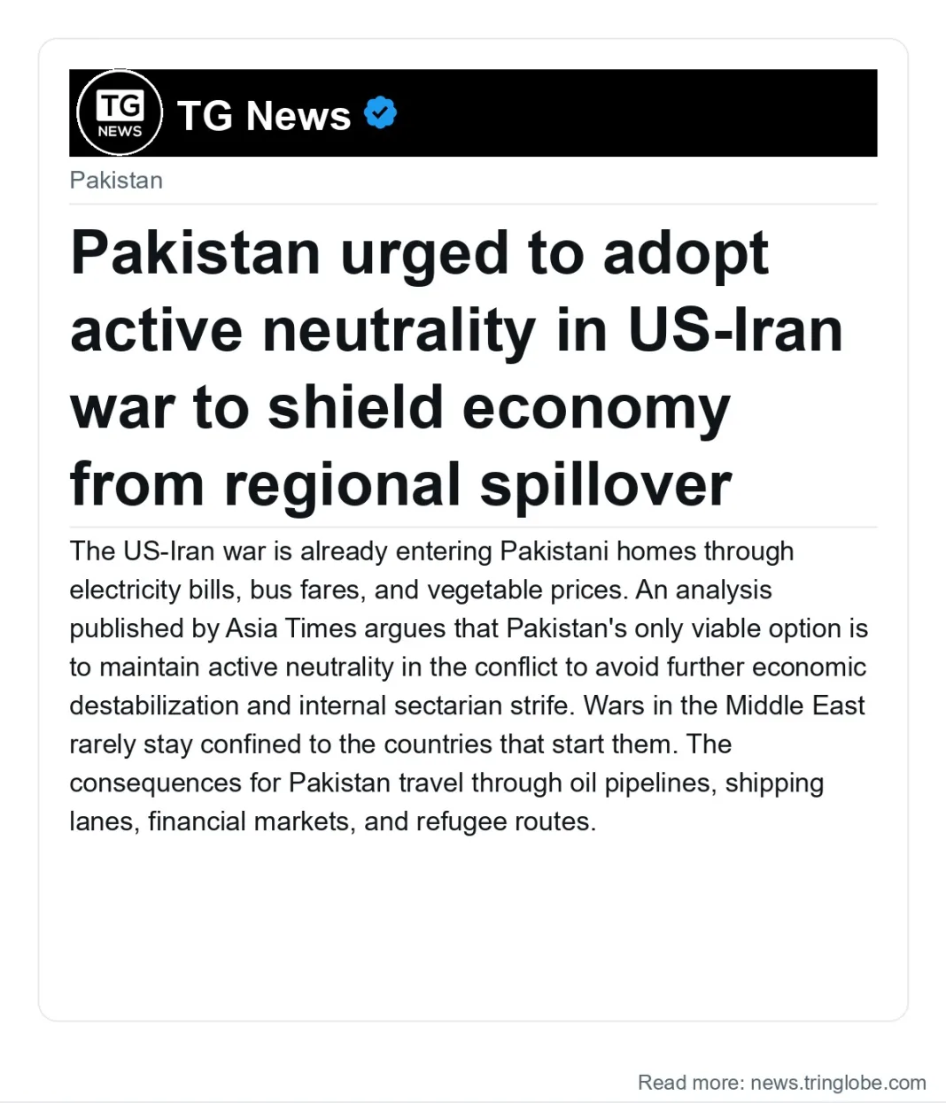 Pakistan urged to adopt active neutrality in US-Iran war to shield economy from regional spillover