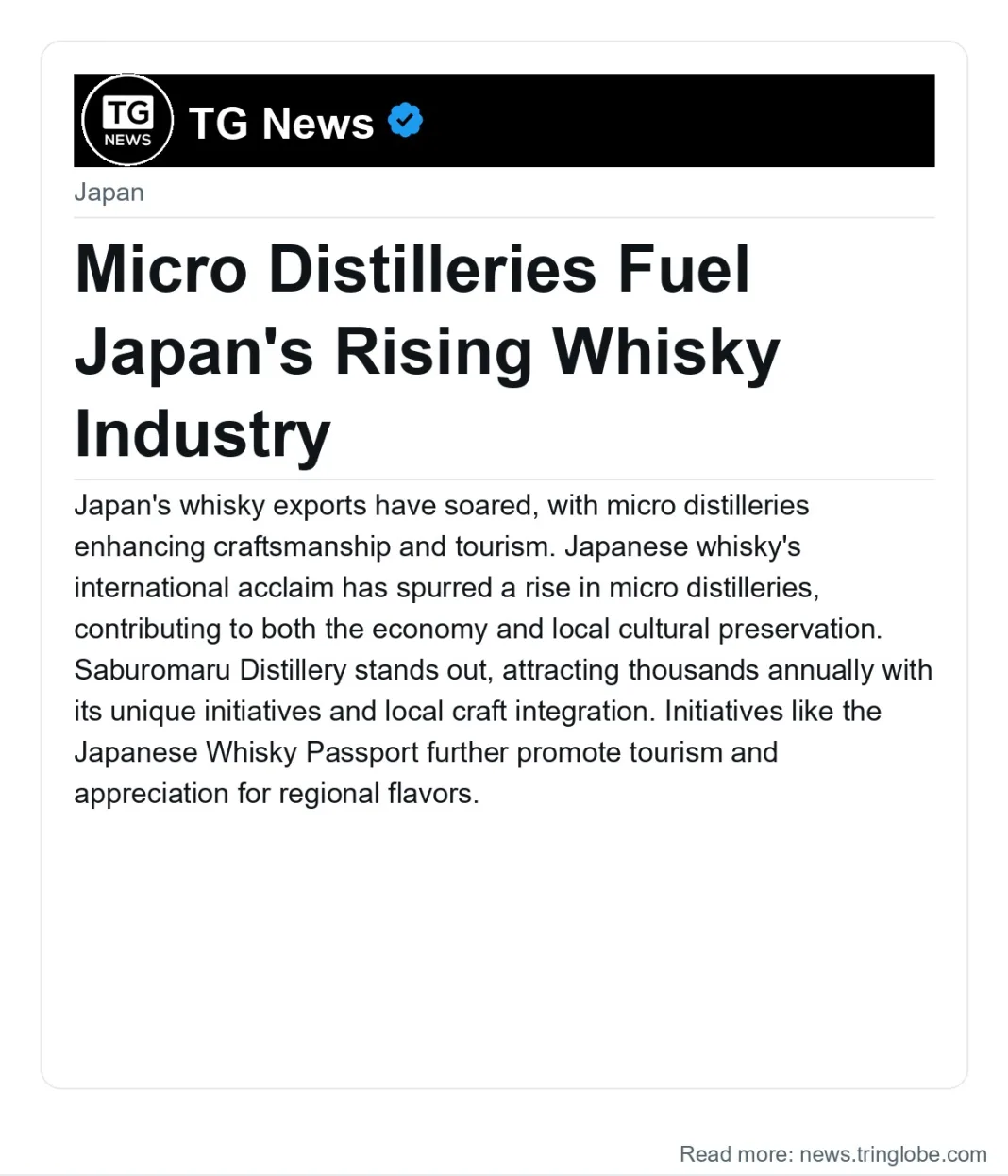 Micro Distilleries Fuel Japan’s Rising Whisky Industry