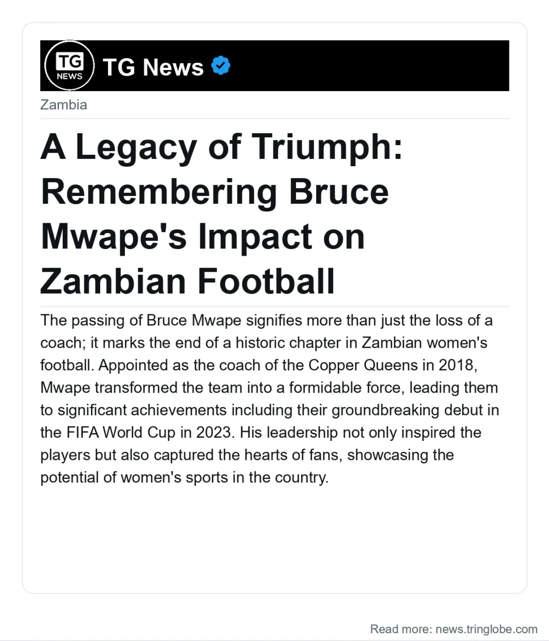 A Legacy of Triumph: Remembering Bruce Mwape’s Impact on Zambian Football