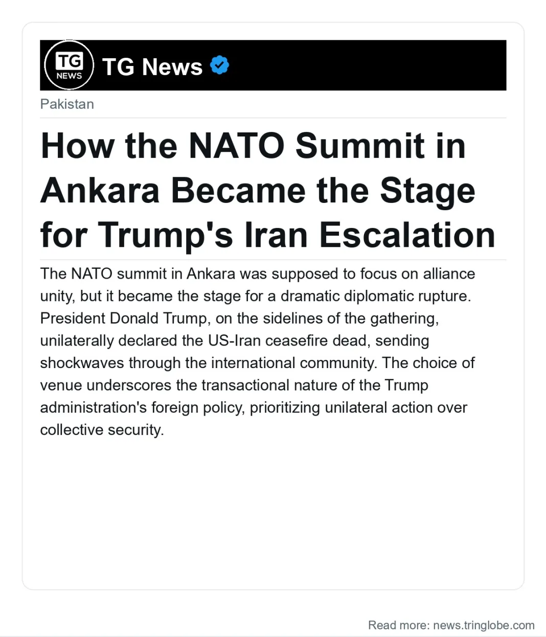 How the NATO Summit in Ankara Became the Stage for Trump’s Iran Escalation