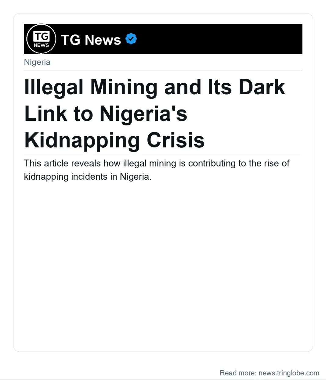 Illegal Mining and Its Dark Link to Nigeria’s Kidnapping Crisis