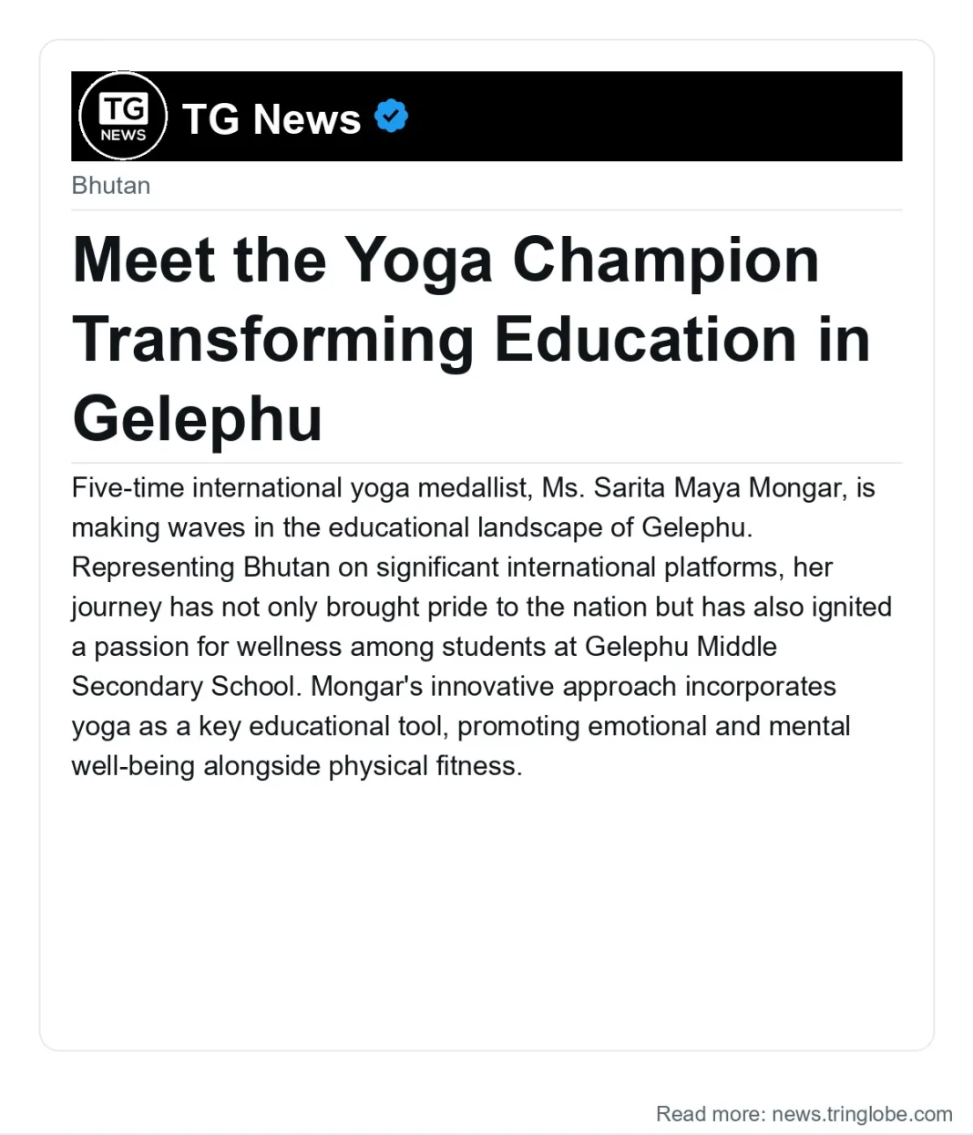 Meet the Yoga Champion Transforming Education in Gelephu