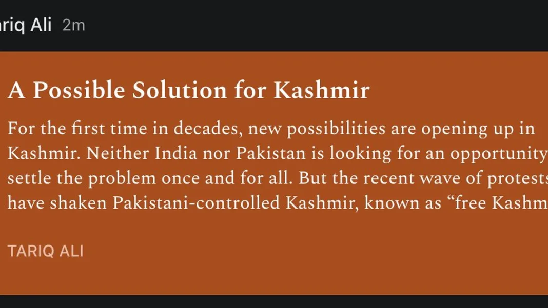 Tariq Ali proposes unified autonomous Kashmir as solution to India-Pakistan tangle