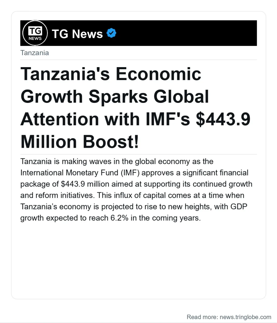 Tanzania’s Economic Growth Sparks Global Attention with IMF’s $443.9 Million Boost!