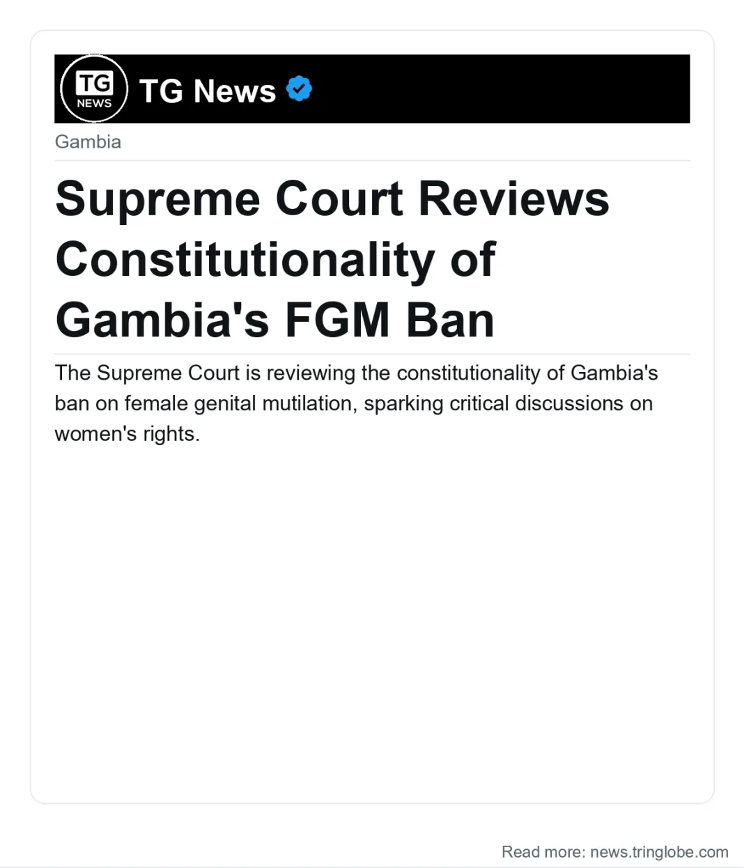 Supreme Court Reviews Constitutionality of Gambia’s FGM Ban