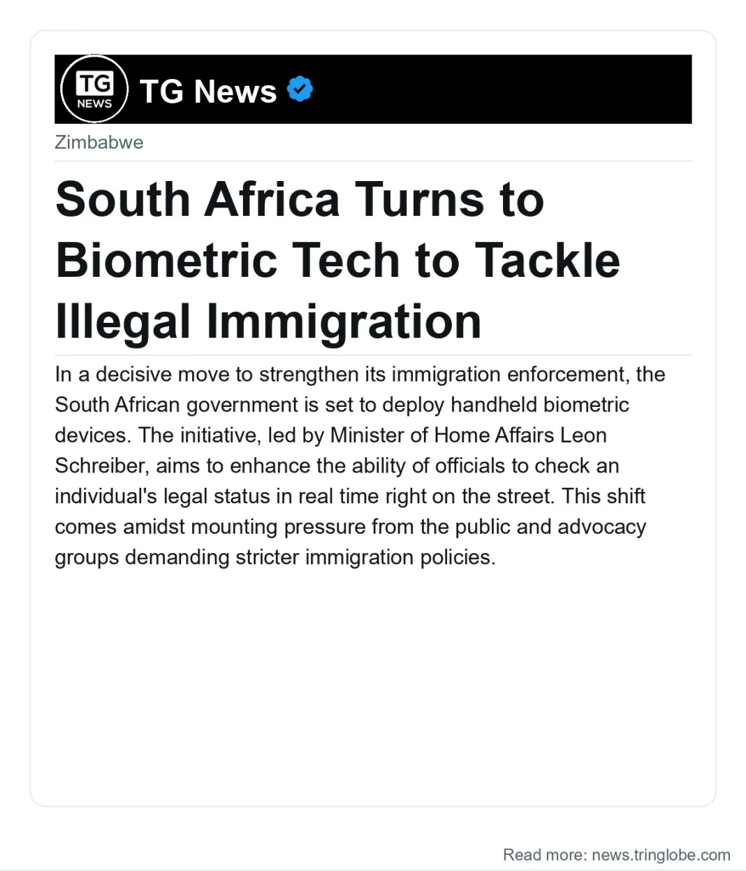 South Africa Turns to Biometric Tech to Tackle Illegal Immigration