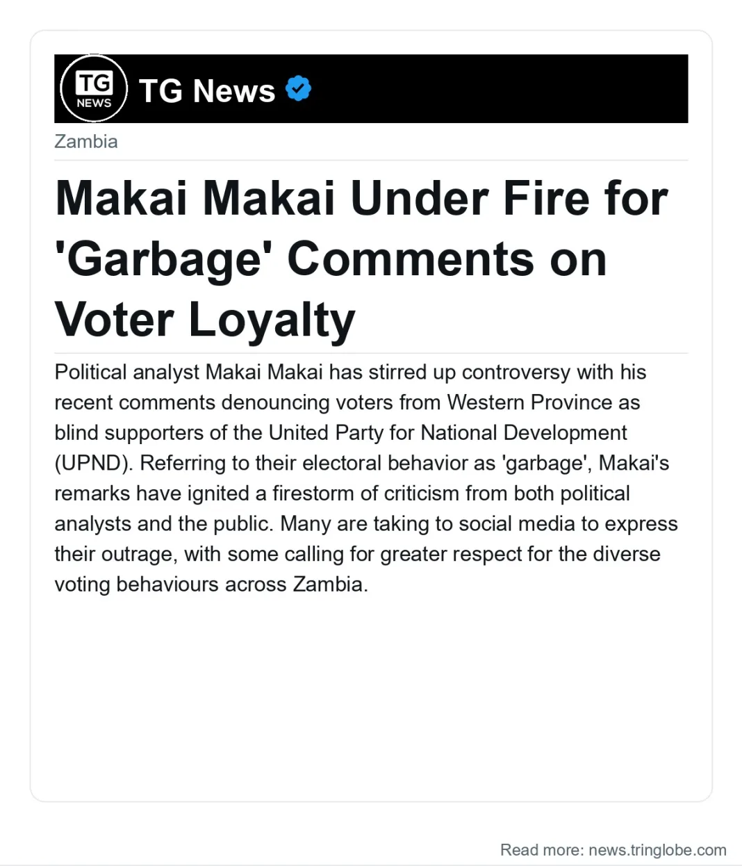 Makai Makai Under Fire for ‘Garbage’ Comments on Voter Loyalty