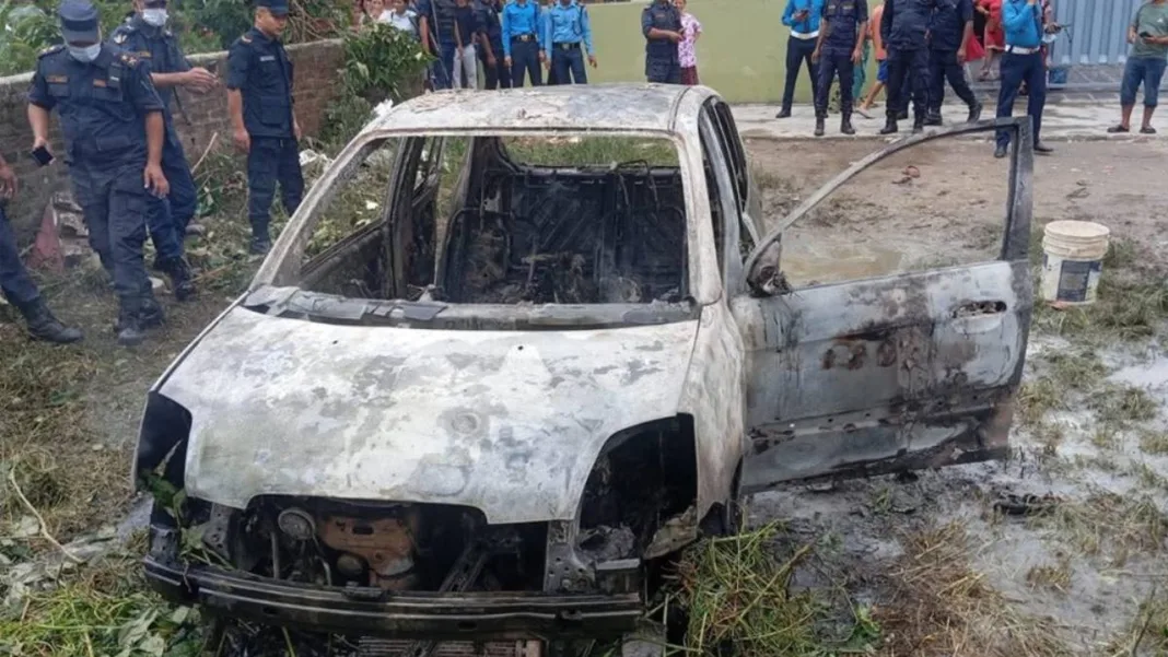 Body Recovered from Burnt Car in Kirtipur; Police Investigate Sudden Fire