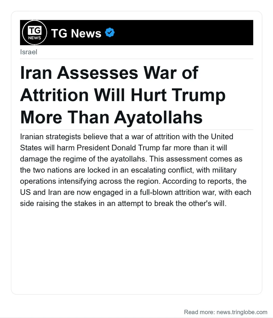 Iran Assesses War of Attrition Will Hurt Trump More Than Ayatollahs