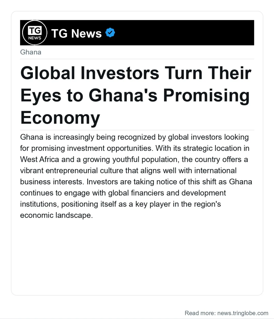 Global Investors Turn Their Eyes to Ghana’s Promising Economy