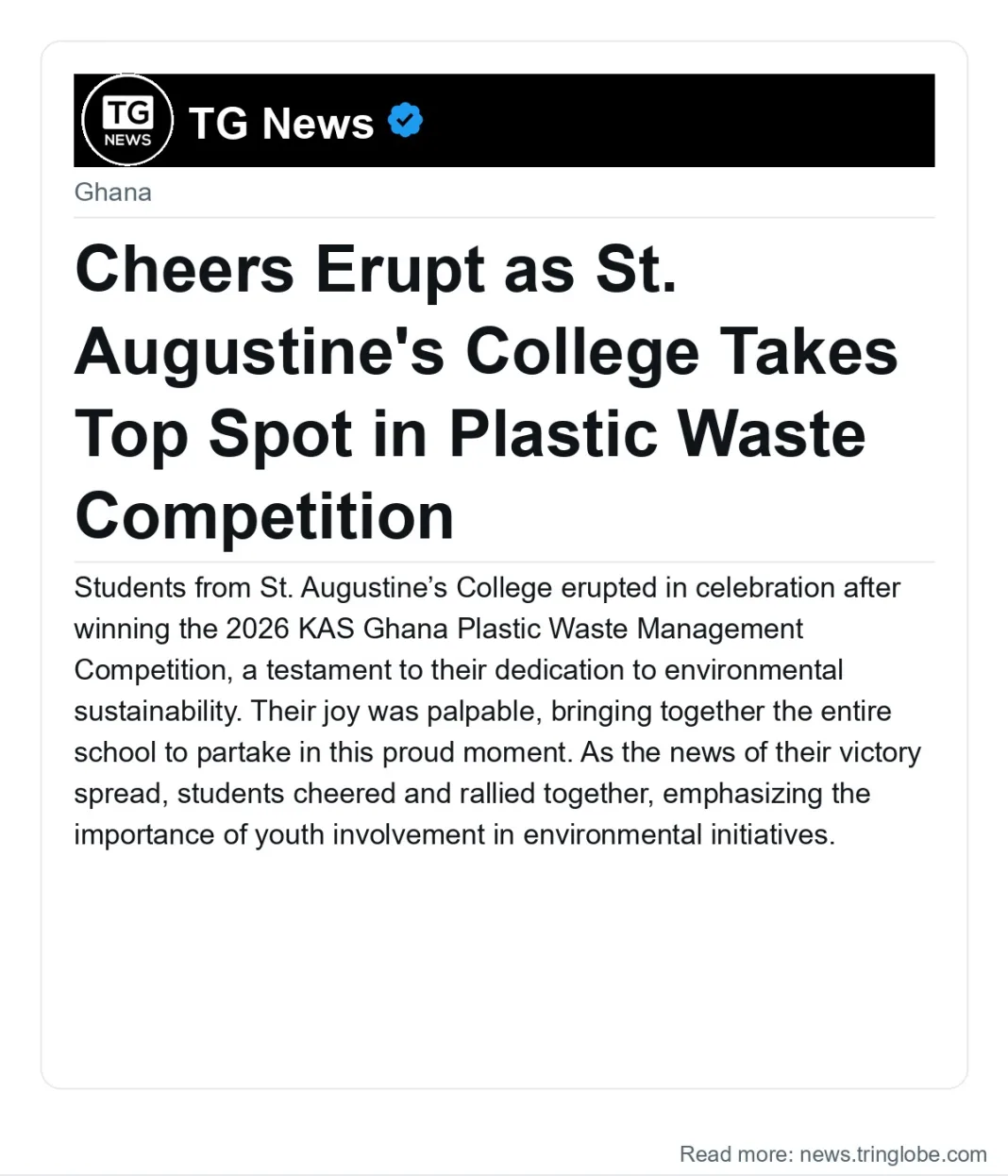Cheers Erupt as St. Augustine’s College Takes Top Spot in Plastic Waste Competition