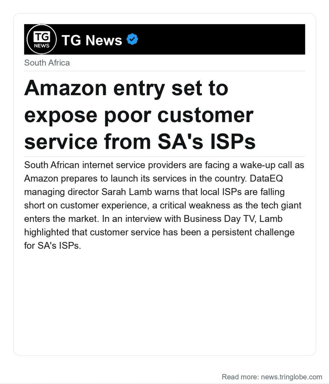 Amazon entry set to expose poor customer service from SA’s ISPs