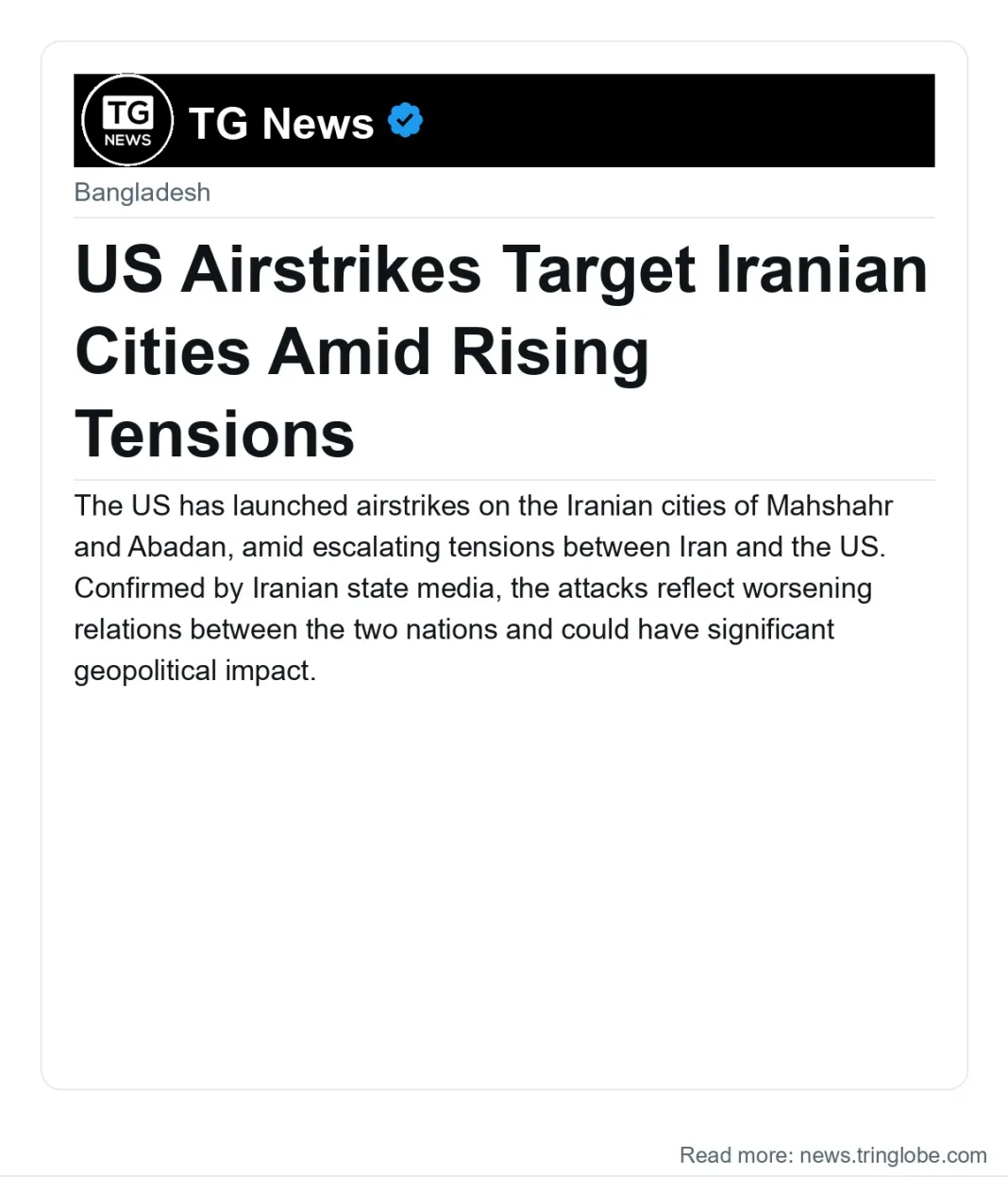 US Airstrikes Target Iranian Cities Amid Rising Tensions