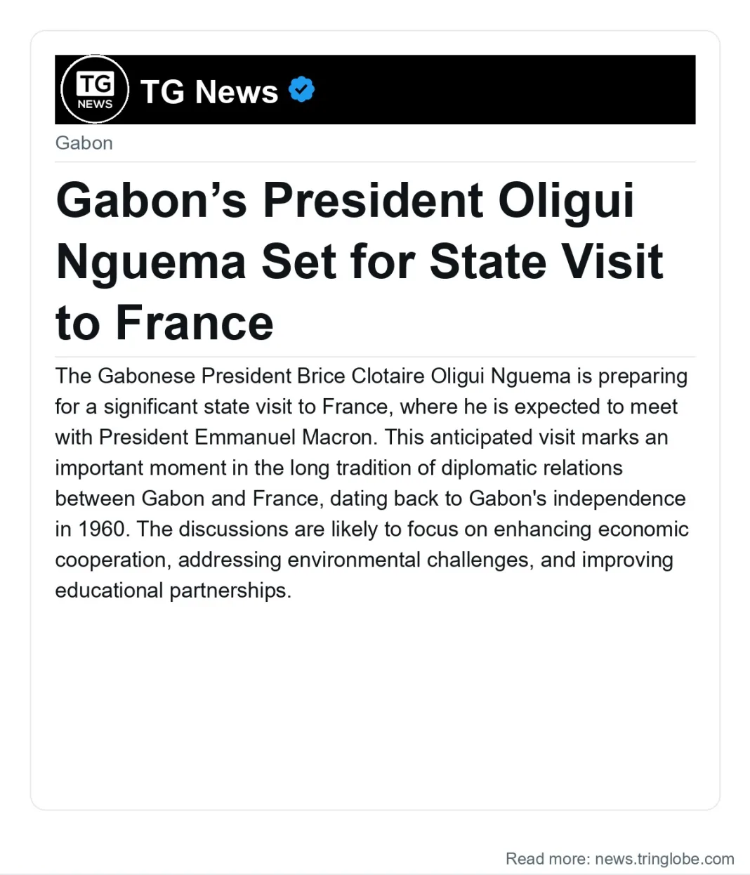 Gabon’s President Oligui Nguema Set for State Visit to France