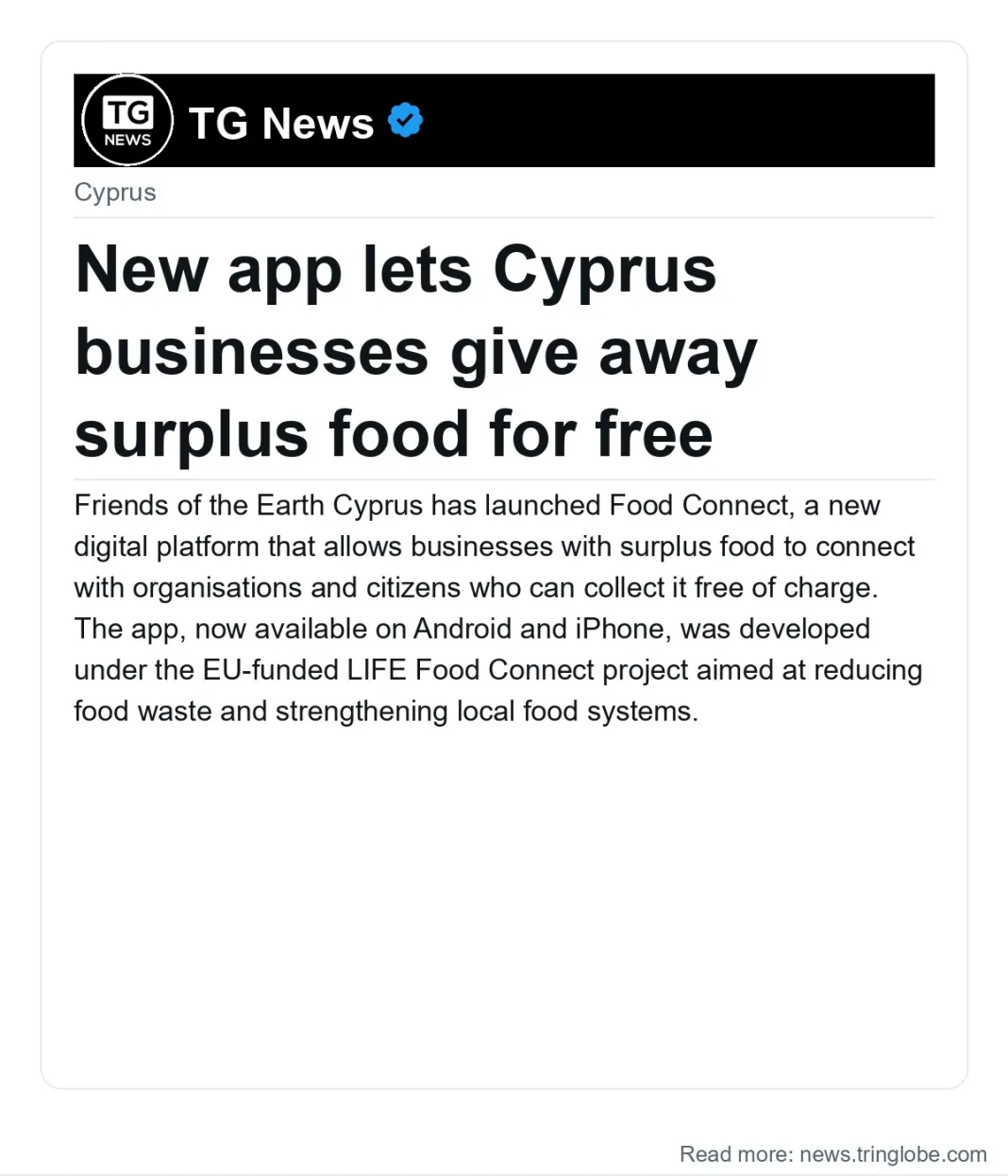 New app lets Cyprus businesses give away surplus food for free