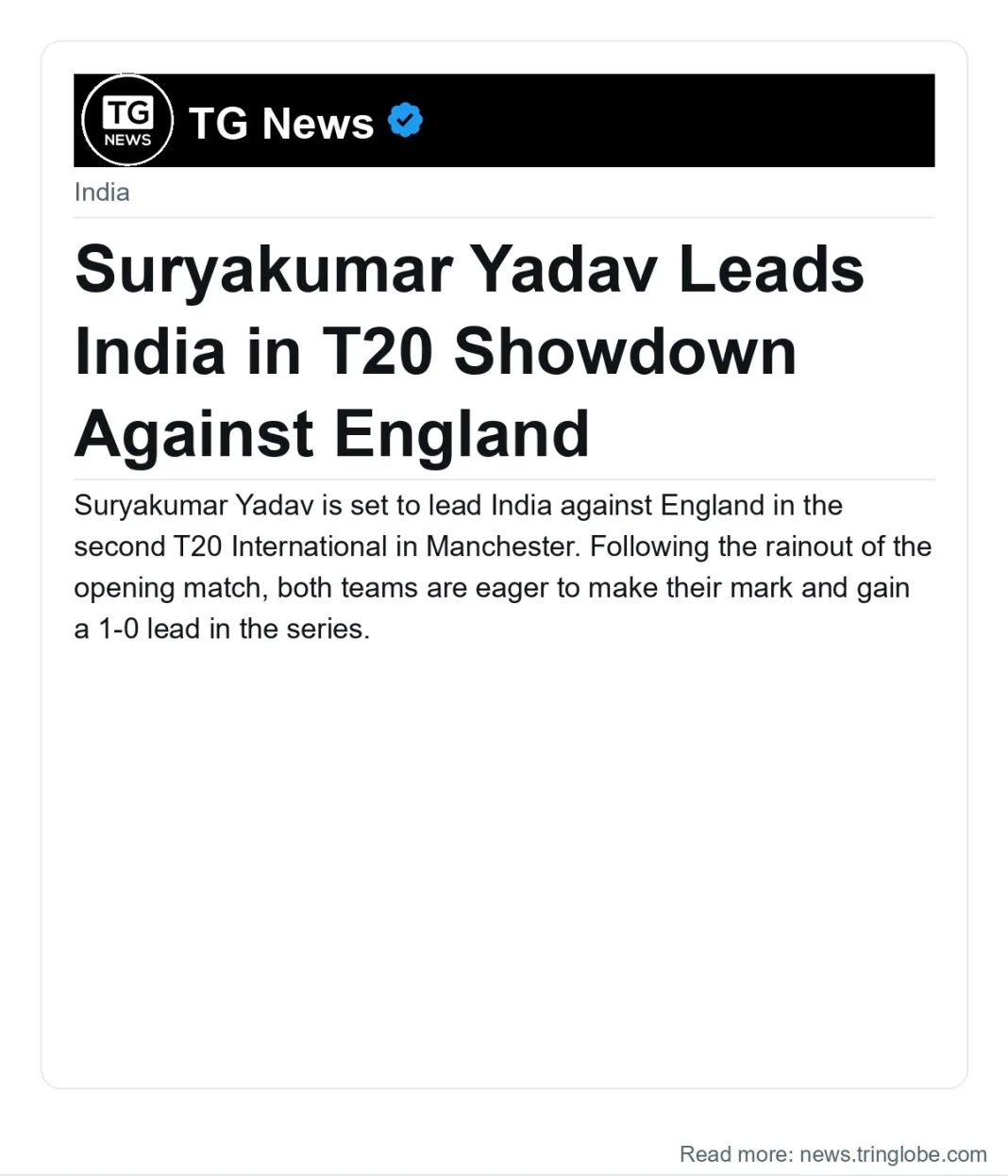 Suryakumar Yadav Leads India in T20 Showdown Against England