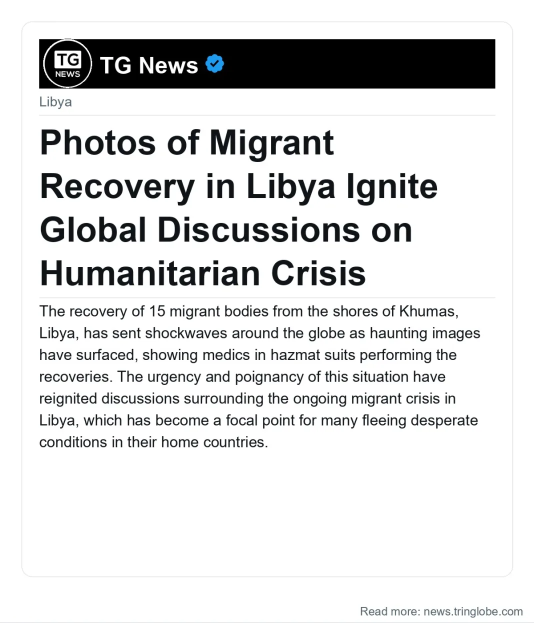 Photos of Migrant Recovery in Libya Ignite Global Discussions on Humanitarian Crisis