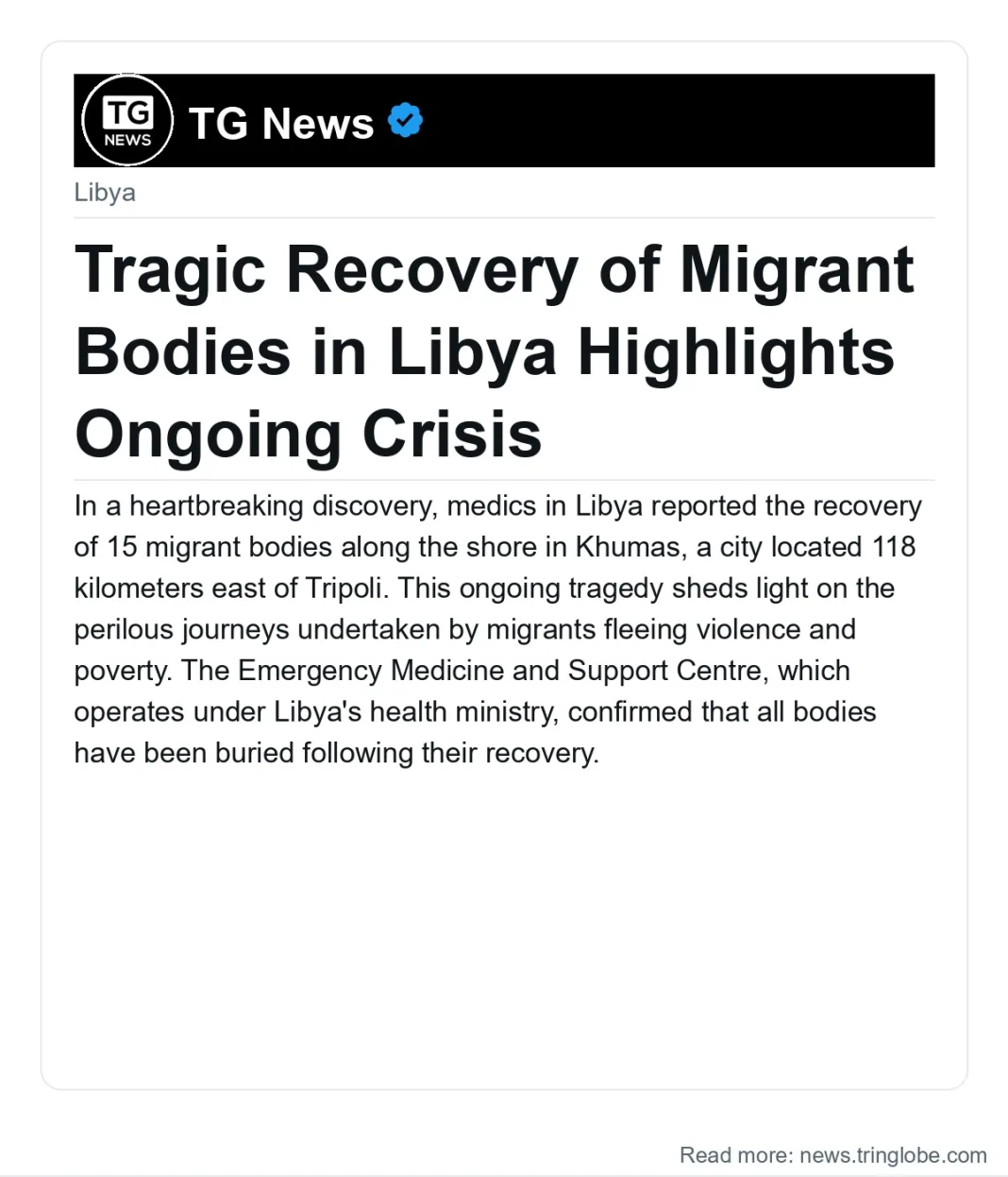 Tragic Recovery of Migrant Bodies in Libya Highlights Ongoing Crisis