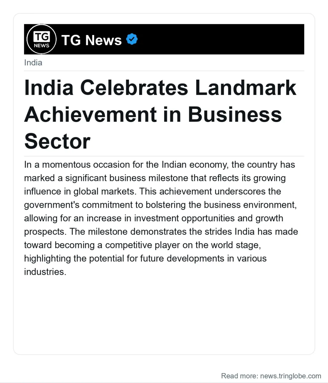 India Celebrates Landmark Achievement in Business Sector