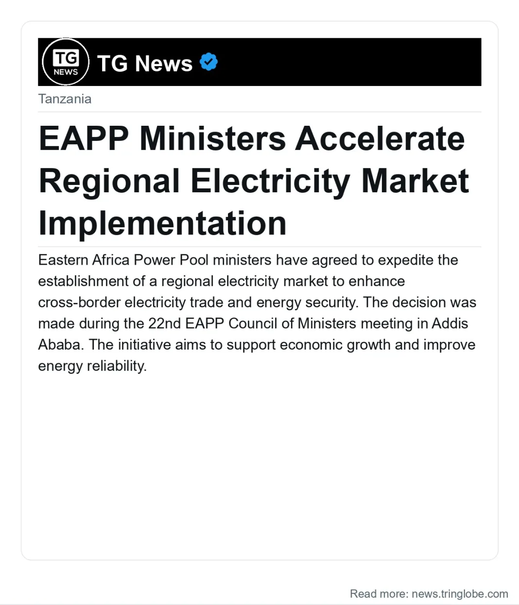 EAPP Ministers Accelerate Regional Electricity Market Implementation
